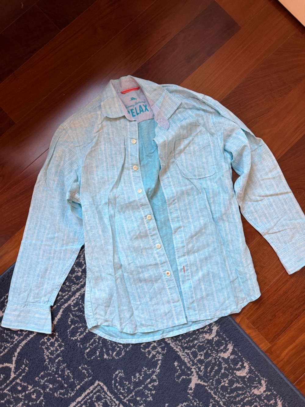 Light Blue Men Button-Up Shirt